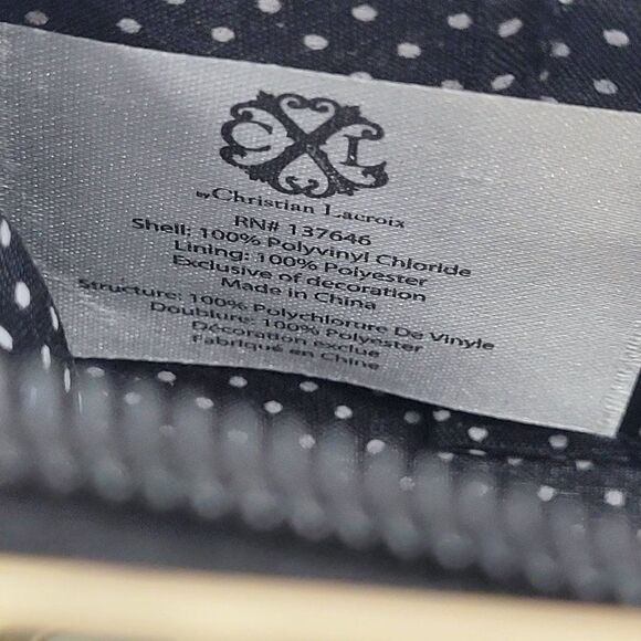 Christian Lacroix Evening Clutch Black Vegan Faux Patent Leather Framed Zip - Picture 3 of 13